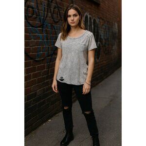 A Rare Bird Women’s Distressed Tee S/M – Grunge Revival, Tumblecore, Y2K Casual